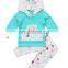 Baby Girl Hoodies with Pocket Top Striped Long Pants 2pcs Flower Print Outfit