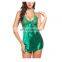 OEM new women's sexy underwear lace deep V-neck transparent sexy pajamas with neck hanging