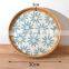 High Quality Rustic Rattan Tray With Mother Of Pearl for Table Centerpiece, Wicker Ottoman Tray with Shell Ornament