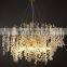 Modern Villa K9 Crystal Chandelier Hand Blown Indoor Pendant Lamp for Dining Table LED Light Source with Brass and Iron Body