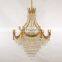 French Luxury Style Dining Room Home Decor Antique Gold Brass Led Crystal Chandelier Pendant