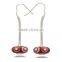 silver leaf shape shamballa murano glass earring with lampwork drops