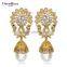 Brilliant Quality Big Style Flower Fake Pearl Jewellery Bohemian Cubic Zirconia Earrings