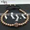 2016 Latest Fashion beaded wrap bracelet braid bracelet with steel beads bracelet