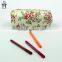 Flower coated canvas waterproof pencil case bag for teenagers