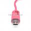 Pink Micro USB LED changing color charger data cable for samsung android