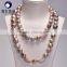 women long necklace 13-15mm AA grade mixed baroque irregular 36 inches long freshwater nucleated