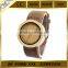 Women Bamboo material Soft Leather Band causal quartz watch japan movt