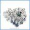 Sterling Silver Micro Pave Zircon Green Blue Crystal Semi Precious Stone Flower Tassel Pendant Connectors For Necklace SC-CZ019