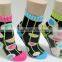 cheap colorful cotton ankle sock with striped cuff