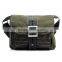 Vintage Leather Canvas College Student Shoulder Bag Trendy Messenger Bag