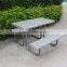 Powder coated perforated steel picnic table set outdoor metal table and benches