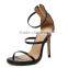 CX162 women ankle buckle striped high heel sandal shoe