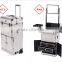 Wholesale professional Diamond white trolley cosmetic makeup case with mirror