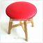 TDUK-03-2 QVB JIANDE TONGDA RED COLOR ASH WOOD FRAME NATURE PATING PU ROUND SEAT STOOL WOODEN STOOL