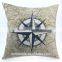 Nautical Pillow Mediterranean style Anchors Compass map Nautical print throw pillow case/cushion cover