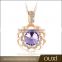 OUXI 2016 top quality latest design 18k gold plated flower charm crystal necklace jewelry 11524