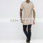 New arrival no logo custom cotton men long line khaki scoop bottom t shirt