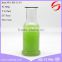 2016 clear square glass beverage bottle for juice milk with metal lids