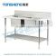 Stainless Steel restaurant kitchen double sink table