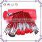 21pcs wood handle red Kolinsky sable hair quality makeup brush set with makeup brush case kits