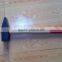 Bleached wooden handle machinist hammer with 1/3 red color painting