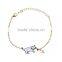 Enamel Cat Catching the Ball Bracelet Metal Cat Pearl Bead Charm Gold Chain Bracelet