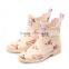 hotsale girls fashion stylish low height hand made natural rubber upper outsole printed chelsea style rain shoes water boots