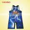 Wholesale Polyester/spandex Heat Transfer Printing Custom Design wrestling singlets SJF-075