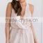 woman V neck crossover playsuit with lace trim latest design summer sexy romper