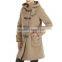 China coat factory camel color wool women long duffle coat