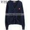Custom Hot Sale men dark blue thick high school uniform cardigan sweater