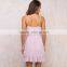 Falbala ruffle frill mini slip with adjustable strap lady's short wrap dress