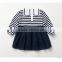 Long sleeve stripe tulle girls skirt wholesale baby dress