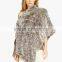 YR377 Tongxiang Factory Natural Women's Fur Poncho / Rex Rabbit Fur Poncho / Rabbit Stole