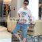 Peijiaxin Latest Design Casual Style Printed Jeans Pattern T shirt Wholesale