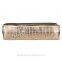 Square Pattern Pen Organiser Travel Golden PU Leather Pencil Case