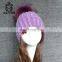 Hot Sale Knit hat Wholesale Custom Racoon Fur Pom Pom Beanie Hat Winter Hat With Fur Ball