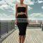 Women's sexy strapless two pieces bodycon midi bandage dresses christmas eve dresses