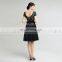 Elegant V Neck Short Sleeve Knee-Length Black Cocktail Party Dresses Ladies Party Dress