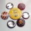Tin factory's cheap tin badge with pin on backside for promotion tin gift