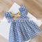 A0278# summer toddler dress kids Baby Girls dress kids backless plaid dress girls clothes