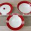 18PCS PORCELAIN DINNERWARE SET WITH RED COLOR BAND