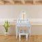 Dressing Table Mirror & Padded Stool Set Wooden Vanity 4 Drawers Makeup Dresser Furniture