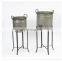 Wholesale Bulk Galvanized Iron Planters Stand Plant Flower Pots Big Large Garden Decors Plant Pots with Metal Stand