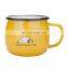 Customised unique cool ceramic enamel metal espresso coffee photo mug with ss rim