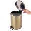 Hot sale household 3L 5L 12L round golden stainless steel pedal bin with soft close