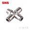 SNS JPXC series wholesale metal pneumatic male threaded brass meta cross fitting