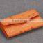 lovely orange ostrich skin leather key case car key holder organizer bag snap closure