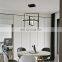 Modern minimalist Black collapsible Round Square Hanging Modern Iron Aluminum Silicone strip Led Pendant Lights